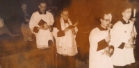 Pavel Kulhánek as an altar boy (on the left), 1950s, christening