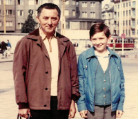 Antonín Ondroušek and his son Lubomír, in the year 1971, probably on a trip to Brno 