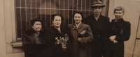 Pavel Kulhánek's graduation in 1956, from left: grandmother, mother, cousin, Pavel, his wife Eva