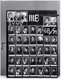 Grammar school class photo (the school was named the High General Education School in Vsetín in 1961–1968), 1971