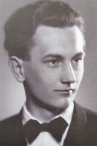 Portrait of step-uncle Vladimír Vraštil from high school graduation photo board