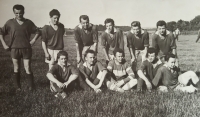 Vladimír Hejtmanský (bottom right) in the military, Dukla Čáslav team, 1961