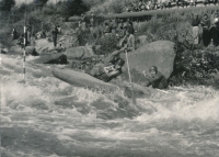 Gabriel Janoušek (number 34) with Milan Horyna during races at Lipno, 1971