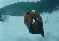 Marta Pechová with her husband Pavel and daughters Martina and Pavlína in the mountains in the second half of the 1980s