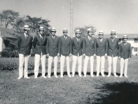 Richard Nový at the 1964 Summer Olympics in Tokyo, standing second from the right