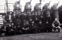 Coking workers (apprentices in the front) in front of the ovens of the Karvina coking plant / around the 1960s
