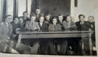Zdeněk Mrkvička (second from the left) with his classmates from Písek industrial school, second half of the 1940s