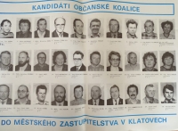Kandidáti Občanského fóra v komunálních volbách roku 1990 a Karel Mráz na třináctém místě