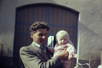 Jan Marek with daughter Věra in Sedlejov in 1960