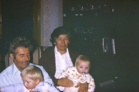 Mr Marek and Mrs. Marková with their grandchildren in Sedlejov in 1982