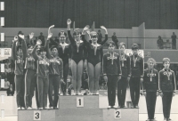 Bohumila Řešátková on the top step in the middle, pre-Olympic Games in Mexico, 1967