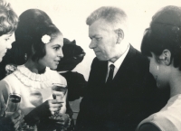 1968, reception at Prague Castle after the successful Olympics in Mexico, Josef Smrkovský, Chairman of the National Assembly is standing next to Bohumila Řešátková (on the right) 