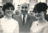 1968, reception at the Prague Castle after the successful Olympics in Mexico, Prime Minister Oldřich Černík is standing  next to Bohumila Řešátková (on the left)