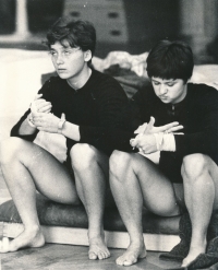 Bohumila Řešátková (left) preparing for the 1964 Olympic Games in Tokyo