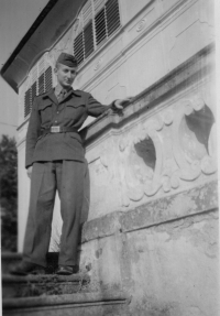 Zdeněk Štěpán in the military service, Český Krumlov, 1959