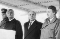 Zdeněk Štěpán (on the right), Jiří Diensbier (on the left), before the first departure of UNPROFOR units, Český Krumlov, 1992