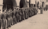 Entry of Czechoslovak and American soldiers, Český Krumlov, 1945-1946