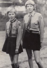 His daughters Milada and Jiřka dressed as scouts in 1968