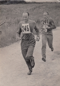 Josef Dvořák during an orienteering race in 1974 