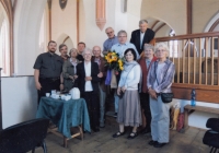 Josef Dvořák (sixth from the left)  and his wife Milada (fifth from the left) with the choir Cantores Gradecenses in 2015
