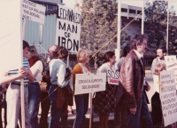 Jaroslav Čapek, in the front, at a demonstration in 1981, during martial law in Poland