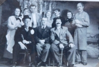 Alois Matěj (far right) with the ensemble at the amateur theatre in Bartoňov in 1953 in the play From Mill to Mill