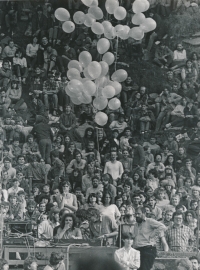 View of the audience of the Folk Lipnice festival, 1984-1988
