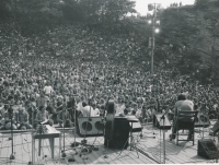 View from the stage at the visitors of the music festival Folk  Lipnice, 1984-1988