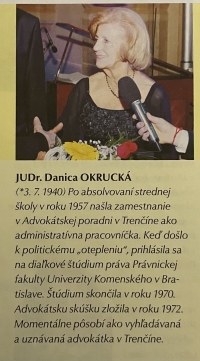 článok v odbornom právnickom časopise o JUDr. Danici Okruckej