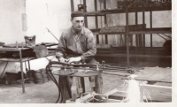 Jiří Kleker at work in the Totex factory (later renamed Elitex). Chrastava, around 1965