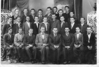 Jiří Kleker (second row, fourth from left) at the trade school in Hořice. Around 1945/1946