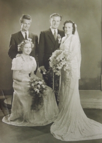 Rudolf and Ludmila Jurecka, couple on the right, wedding, 22 July 1949		