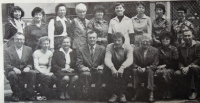 Teaching staff, Rudolf Jurecka in the bottom row, fourth from the left, Valašska Bystřice, 1981		