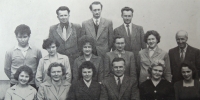 Teaching staff, Rudolf Jurečka in the bottom row, third from the right, wife Ludmila on his right hand, 1961		