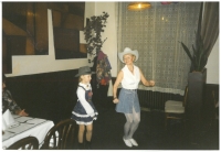 Adriena in a line dancing course, January 1999