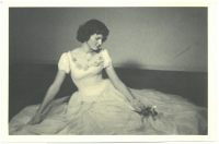 Adriena Morávková before the Chrudim Economics School ball, 1957