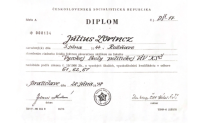 diploma of the Central Committee of the KSČ