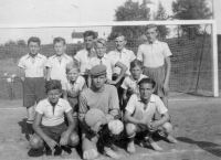 Opening of the football pitch in Hrubčice, the witness second from the right