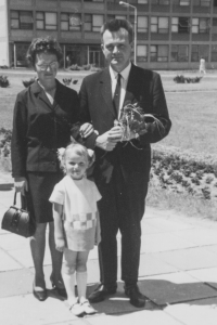Graduation of the witness, with his wife Markéta and daughter Hana in 1968