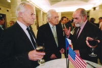 Jiří Berounský (on the left), Jiří Ješ (in the middle) a Pavel Tigrid (on the right) in 2002
