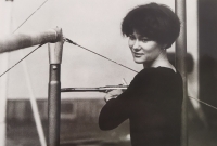 Bohumila Řešátková before performing on uneven bars in the late 1960s