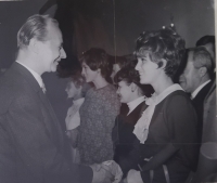 Bohumila Řešátková at a meeting with General Secretary of the Communist Party of Czechoslovakia Alexander Dubček in 1968