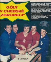 Vladimír Haber (uprostřed) a jeho spoluhráči před mistrovstvím světa 1974 v Německé demokratické republice. Snímek je z časopisu Stadion