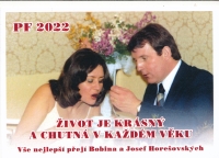 Josef Horešovský on a New Year card, which commemorates his wedding to his second wife in 1978