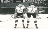 Josef Horešovský (on the right) with his teammate and friend Jan Eysselt in the early 1970s