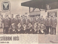 Newspaper picture of the silver team from the 1968 Olympics. Josef Horešovský standing fifth from the right