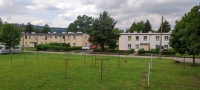 The place where the subsidiary labor camp of the Gross Rosen Nazi camp stood in Kudowa (Sackisch, today part of Zakrze) - 4,000 prisoners worked there, hostels resembling of camp buildings were built in its place
