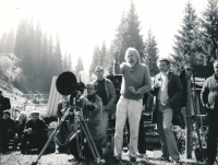 Jiří Macák manning the camera, with director Zdeněk Podskalský