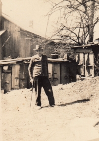 Grandfather August Flousek at beehives