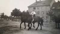 Bohumíra on horseback during the harvest celebration in Lysá nad Labem
